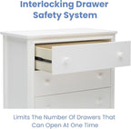 Delta Children Perry 3 Drawer Dresser with Changing Top and Interlocking Drawers, Bianca White