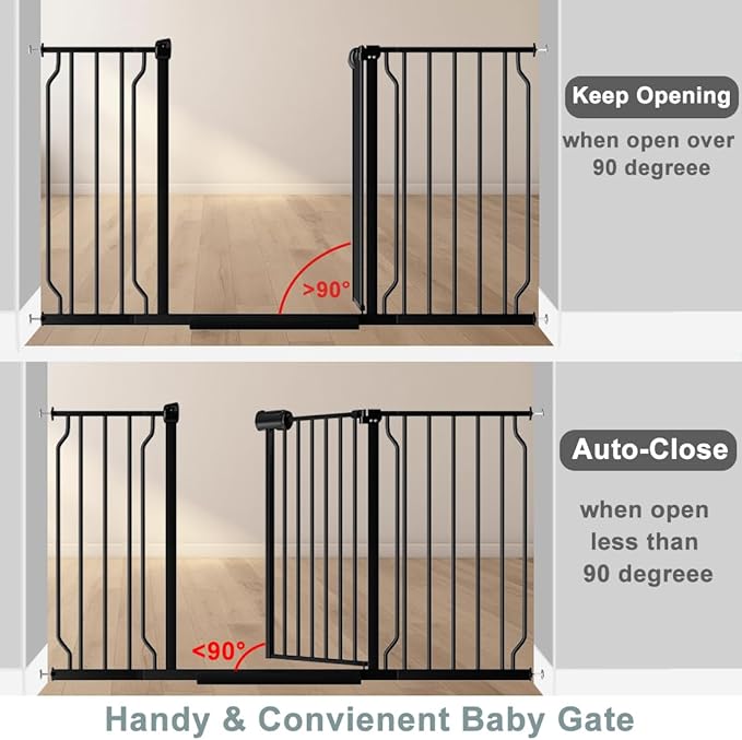 Fairy Baby Safety Gate 14.17 inch Extension for Extra Wide Baby Gate Dog gate Pressure Mounted Walk Through Pet Gate Black