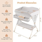 INFANS Baby Changing Table with Wheels, Portable Folding Diaper Station Nursery Organizer with Storage Basket, Hanging Rack, Adjustable Height, Safety Belt for Newborn Infant (Light Gray)