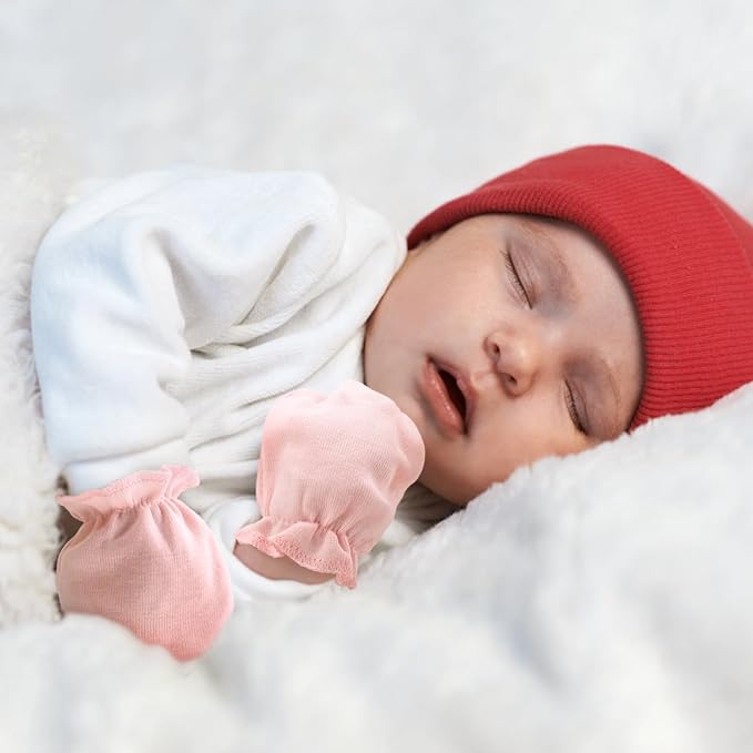 BQUBO Newborn Infant Toddler Mittens No Scratch Cotton Elastic Wrist Gloves Hypoallergenic for 0-6 Months Baby Boys Girls