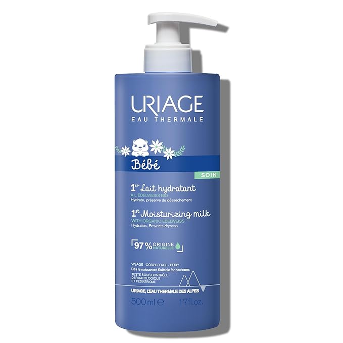 Uriage Baby 1st Moisturizing Cream with Organic Edelweiss & Shea Butter | Hydrates & Prevents Dryness, Fast-Absorbing, Non-sticky, 97% Ingredients of Natural Origin, 500 mL/ 17 oz