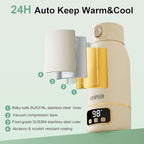 Portable Bottle Warmer for Travel, Formula Warmer On The Go, Milk Warmer for Breastmilk Water Soup, with Fast Heating & Long Battery Life, 17 OZ to Meet Your All-Day Needs, for Outdoor, Car, Journey