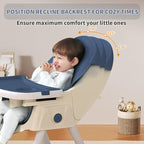 High Chairs for Babies and Toddlers, 4 in 1 Convertible Baby High Chair, Portable High Chair for Travel with Adjustable Height and Back, Foldable HighChair with Wheels& Pu Cushion