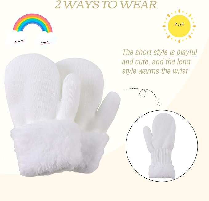 PESAAT Baby Girl Mittens Fleece Toddler Boy Mittens Warm Kids Winter Gloves Unisex Cold Weather Baby Gloves
