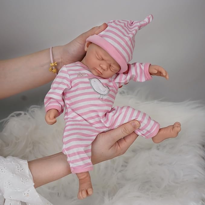 12" Silicone Full Body Reborn Baby Doll Lifelike Closed Eyes Sleeping Pretty Baby Girl Realistic Newborn Doll Real Life Baby The Look Real Babies Dolls