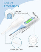 Oral Thermometer with 8s Fast Reading, 3 Colors Backlit, Fever Alert, High Accuracy Medical Basal Thermometer for Adults and Kids, Baby Digital Thermometer for Oral, Rectal, Armpit(Blue)