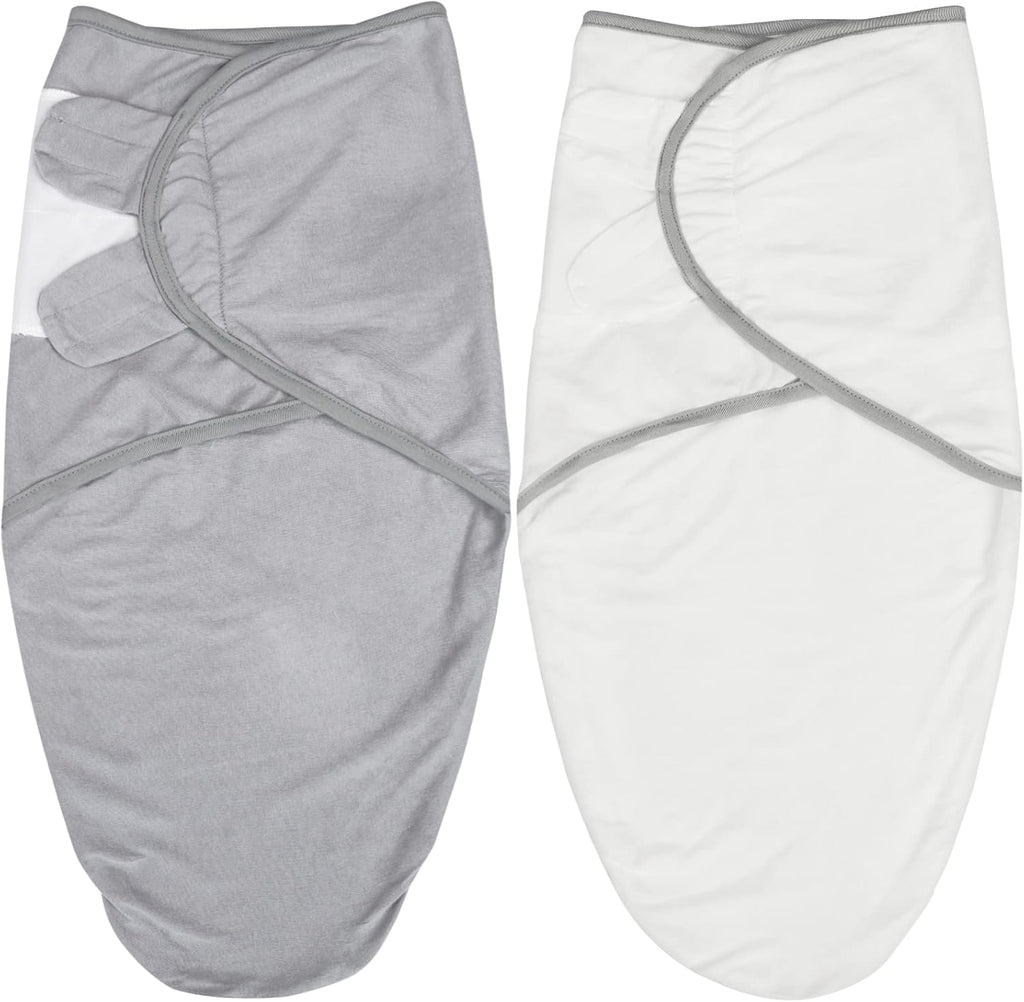 Biloban Baby Swaddles 0-3 Months for Girls, Cotton Swaddle Blanket, Newborn Essentials, Grey & White, 2 Pack