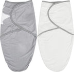 Biloban Baby Swaddle for Boys Girls, 3-6 Months, Cotton Blanket, Newborn Essentials, Grey & White, 2 Pack