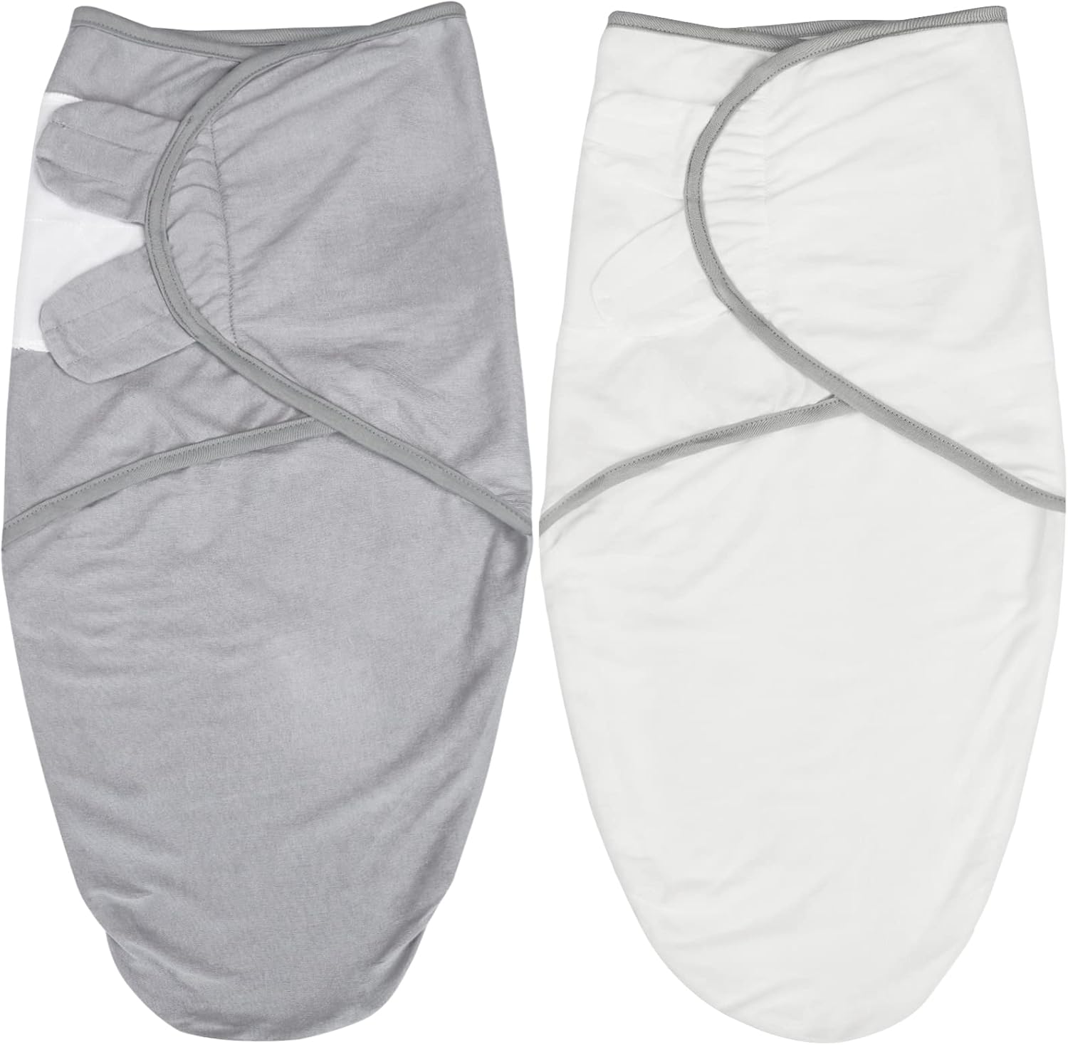Biloban Baby Swaddle for Boys Girls, 3-6 Months, Cotton Blanket, Newborn Essentials, Grey & White, 2 Pack