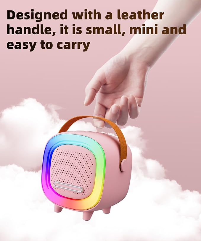 Mini Karaoke Machine Speaker for Kids Adults, Portable Bluetooth with 2 Wireless Microphones, Christmas Birthday Gift Ideas for Toys for Teens Boys and Girls Aged 4, 5, 6, 7, 8, 9, 10, 11, 12+