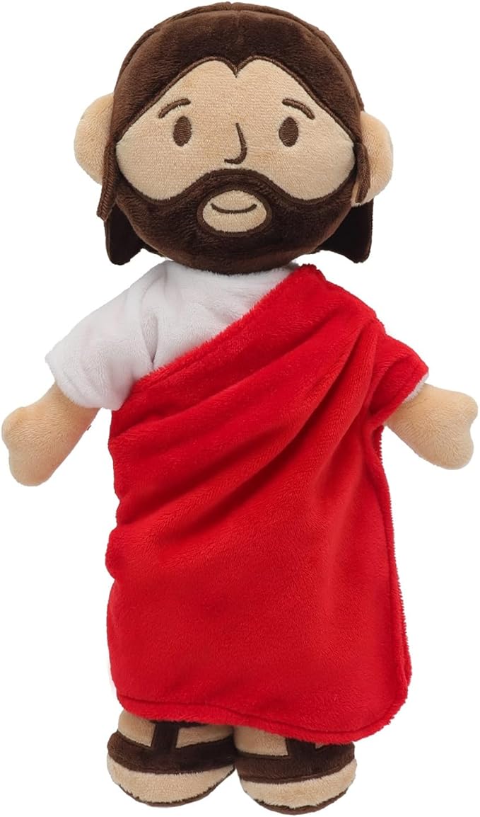 Brown Jesus Plush Doll Guardian Baptism Stuffed Plushie Savior Toy Gifts for Church Sunday School Religious Easter Gift (RED)