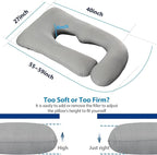 cauzyart Pregnancy Pillows for Sleeping, U Shaped Full Body Maternity Pillow with Removable Cooling Cover(Gray)