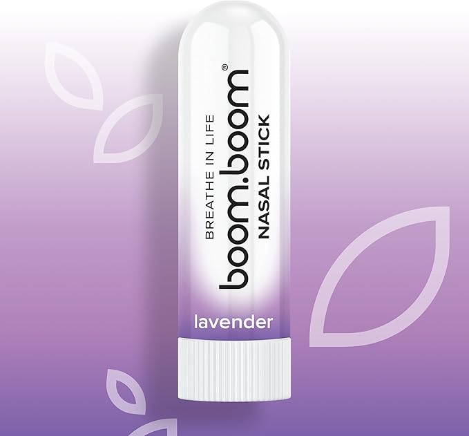 BoomBoom Nasal Stick | Vapor Flow Technology | Cool Refreshing Sensation | Natural Mood Boost | Simple Ingredients | Essential Oils + Menthol Inhaler (Lavender)