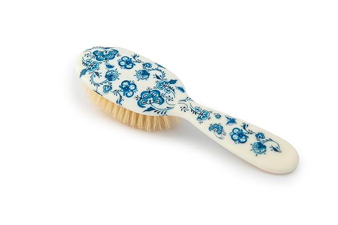 Rock & Ruddle Soft White Natural Boar Bristle Hairbrush for Babies and Young Children | Perfect for Fine Hair Detangling and Smoothing - Pretty Blue