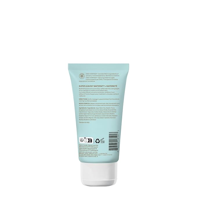 ATTITUDE Pregnancy Tired Legs Cream, EWG Verified, Dermatologically Tested, Plant and Mineral-Based, Vegan Maternity Products, Soothing and Refreshing Mint, 5 Fl Oz