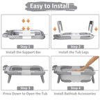 Collapsible Baby Bath Tub for Newborn to Toddler with Floating Cushion for Bath Support, Portable Baby Bath Tub with Real-Time Temperature Monitor, Baby Bath Essentials, Gray