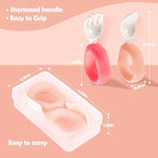 Baby Self Feeding Training Spoon and Fork Set with Travel Case, BPA-Free Cute Circle Toddler Training Utensils, Silicone/ABS Great Tableware Set Spoons Fork for Kids (Pink& Light Pink)