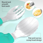 Deejoy Toddler Utensils - Stainless Steel Spoons and Forks, Kids Silverware Self Feeding Flatware Set with Travel Safe Case (Green)