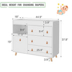 Baby Dresser Changing Table with Drawers,Shelf,Hidden Laundry Basket Storage,2 in 1 Nursery Dresser Chest for Infants, Baby Diaper Changing Station for Daycare,Bedroom,White
