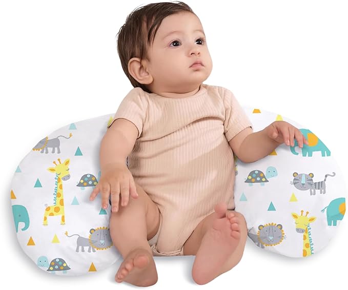 Little Grape Land Nursing Pillow,Upgraded Breast Feeding Pillow for Mom,Breastfeeding & Bottle Feeding for 0–19 Months, Soft Machine Washable Cover with Firm Breathable Filling, Tummy Time,Animals