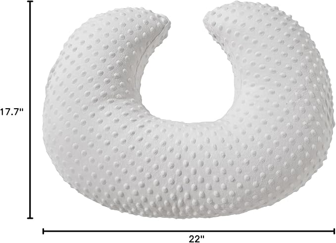 Nursing Pillow and Positioner Breastfeeding and Bottle Feeding, Propping Baby, Tummy Time, Sitting Support, with Removable Polyester Cover, dots Fabric, for Baby Boy Baby Girl (Bright White)