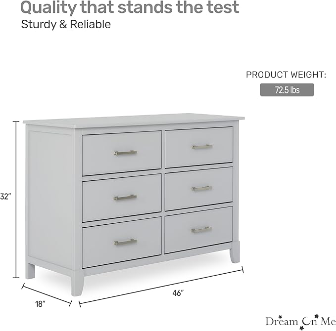 Dream On Me Cleo Double Dresser in Pebble Grey