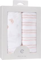 Ely’s & Co. Bassinet Sheets, Baby Girl Fitted Bassinet Mattress Sheet Set - 2 Pack, 100% Jersey Knit Cotton, fits Oval, Hourglass and Rectangle Mattress, Pink Butterly + Stripe, 32”x16”x3”