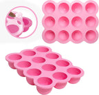 Baby Food Storage 12 x 1.5OZ Silicone Freezer Tray with Lid, Food Grade Silicone Containers for Purees & Vegetables Pink