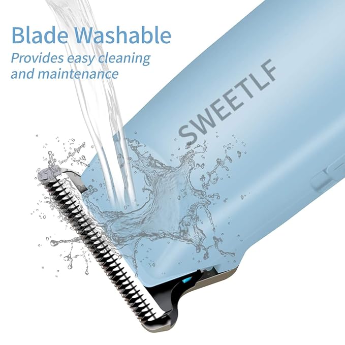 SweetLF Hair Clippers, Silent Cordless Hair Trimmer, Mini Hair Cutting Kit with 3 Guide Combs, USB Rechargeable, Portable, Blue