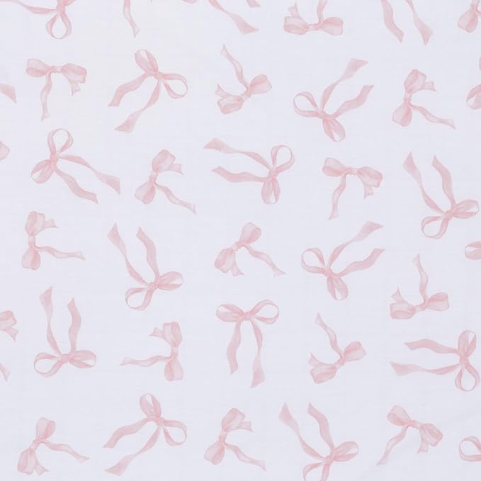 Lambs & Ivy Coquette Bows Aesthetic Pink Cotton Baby Fitted Crib/Toddler Sheet