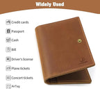 Jack&Chris Genuine Leather Passport Holder For Travel, RFID Blocking Handmade Passport Holder with Card Case Organized & Safe, Quality Travel Essentials for Women and Men for Gifting, Light Brown