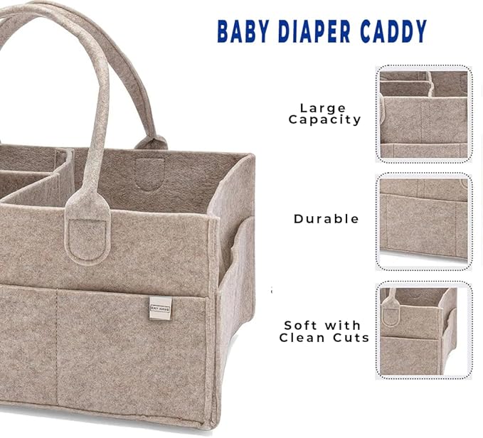 Diaper Caddy - Nursery Storage Bin and Car Organizer for Diapers and Baby Wipes