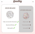 105pcs 10mm Rhinestone Beads for Jewelry Making, Pink White Shiny Round Disco Ball Beads Bulk, Sparkle Crystal Clay Christmas for Bracelet Baseball Necklace Earring Crafting and DIY