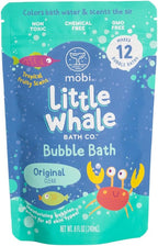 Mobi Little Whale Bubble Bath, Tropical Fruity Scent Kids Body Wash, Gentle Moisturizing Tub Foam for All Skin Type, GMO-Free, Stain-Free, Clear, 8 fl oz