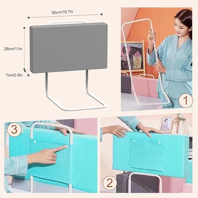 Bed Rail, Bed Rail for Toddlers, Kid, Adult, 78.7" Bed Side Rails for Full, Queen, King, Twin, Bunk, Dorm Beds to Prevent Falls, Bed Rails Can be Flexibly Combined, Easy Installation (Gray, 4 Packs)