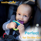 Teetherpop Fillable Silicone Teether for Babies (2-Pack) – Breastmilk Popsicle Molds for Teething w/Spill-Proof Sippy Slits – Freezable Baby Teethers for Liquids & Purées (PinkLemon/LimonTeal)