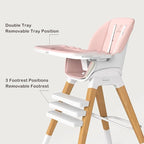 8 in 1 Highchair, Convertible Wooden Baby High Chair with Tray, Adjustable High Chair for Babies and Toddlers, Easy to Clean, Grow with Family|Booster|Learning Table|High Stool