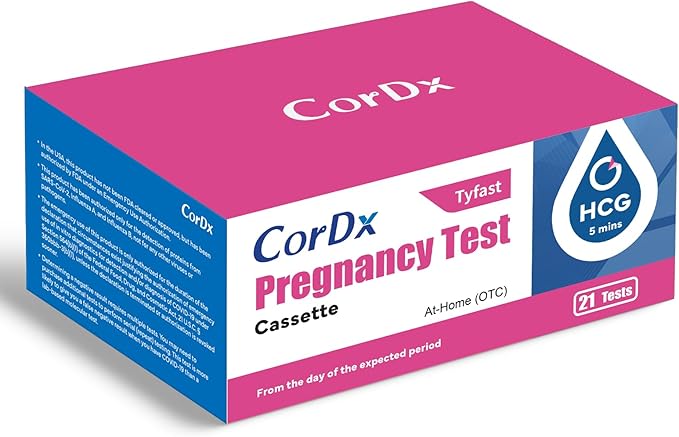 CorDx Early Detection Pregnancy Test Kit, Urine Tests for Easy at Home hCG Level Testing, Tester for Pregnant Women, Clear, Fast and Reliable Result with Over 99% Accuracy, 21 Pack Cassettes