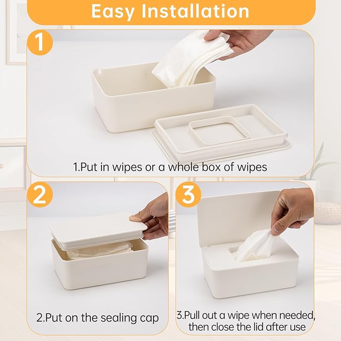 Wipes Dispenser Compatible with Cottonelle Wet Wipes Refill Pack, Refillable Wipes Container, Reusable Wipe Holder with Non-Slip Base, Easy Open Sealed Lid, Keeps Wipes Clean, for Home, Office, Car