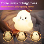 Ghost Night Light for Kids, Silicone Nursery Nightlight with 13 Interactive Sound Effects ,Halloween Decor Lamp Adjustable Dimmable Lamp with Touch Sensor Children's Christmas Gifts (white ghost)