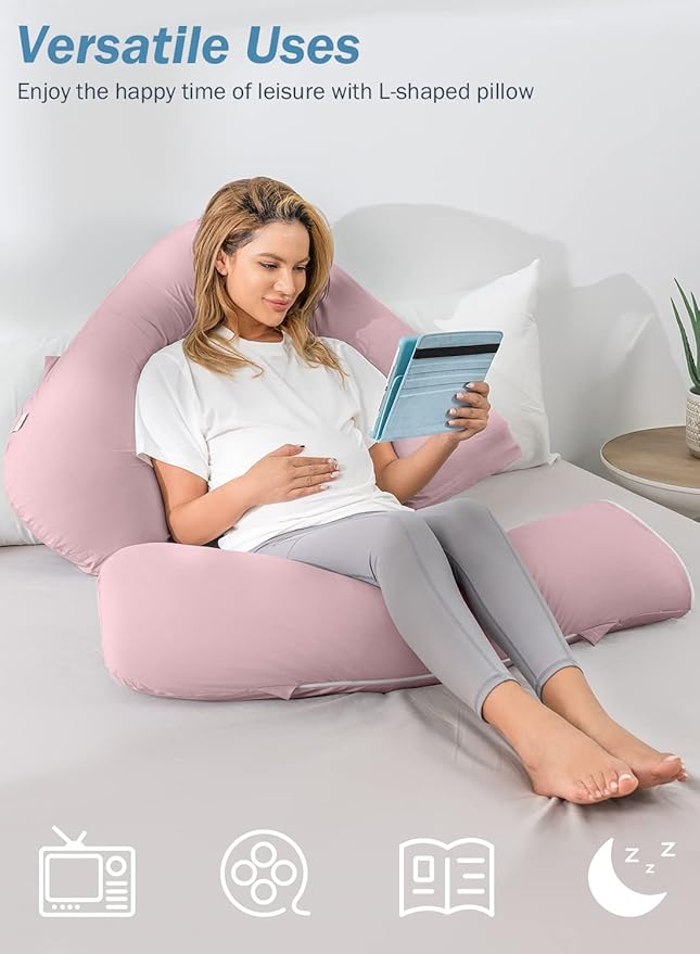 INSEN Pregnancy Pillow for Sleeping,Maternity Body Pillow for Pregnancy Women,Pregnancy Support Pillow for Back, Hip Pain, Pink