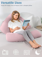 INSEN Pregnancy Pillow for Sleeping,Maternity Body Pillow for Pregnancy Women,Pregnancy Support Pillow for Back, Hip Pain, Pink
