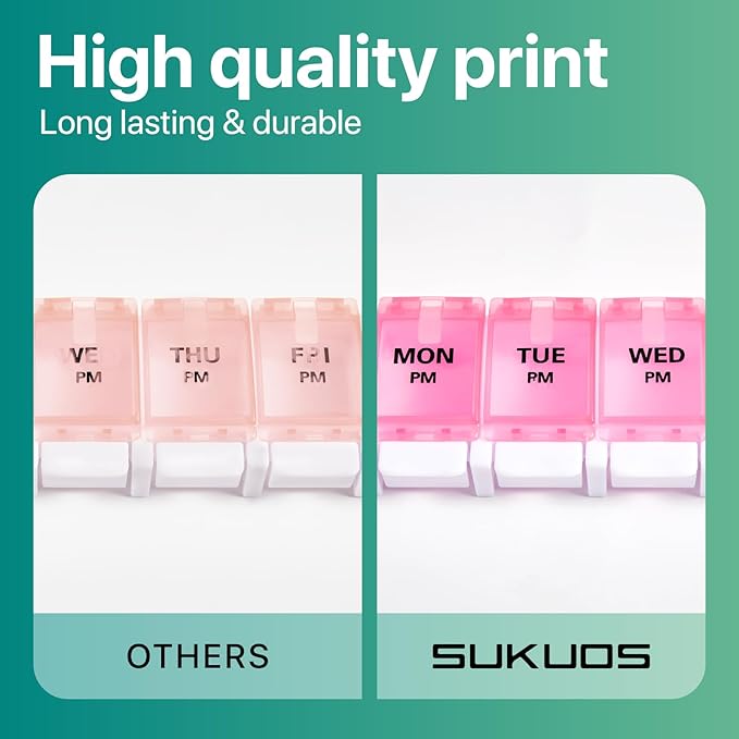 Sukuos Weekly Pill Organizer 7 Day 2 Times A Day, AM PM Medicine Pill Box with Easy Push Button, BPA Free Vitamin Cases for Fish Oil/Supplements, Easy to Clean (Red&Blue)