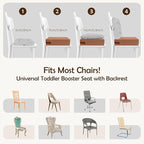 Booster Seat for Kitchen Chair with Comfy Backrest and Adjustable Safety Buckles,Non-Slip Kid Toddler Booster Seat for Dining Table,Portable PU Travel Baby Booster Increasing Cushion Chair