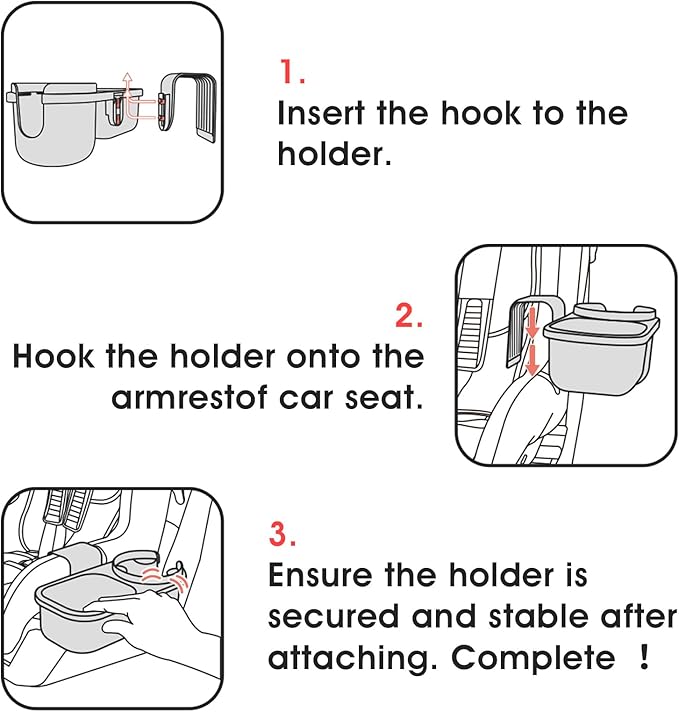 SnackPod Child Cup & Snack Holder for Convertible Car Seats & Strollers - BPA Free - Grey