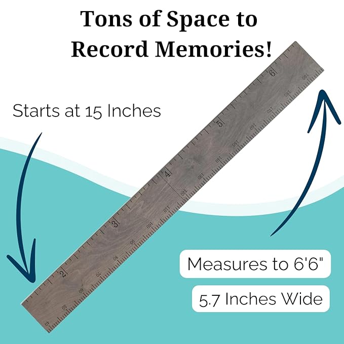 Height Ruler for Wall - Child Height Wall Chart, Height Chart for Kids Growth Chart for Wall Growth Chart Wood, Wooden Growth Chart for Wall - Gray w/Inches - 63"x5.75"