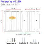 Extra Wide Baby Gate 48-53 Inch, Tension Mounted No Drilling, Pressure Mounted Indoor Safety Gate for Stairs & Doorways - Metal Design for Kids and Pets, White