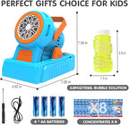 Automatic Bubble Machine 10 Holes Bubble Blower 20000+ Big Bubbles Per Minute Bubbles for Kids Portable Bubble Maker Operated by USB or Batteries for Outdoor Birthday Gifts Wedding Easter Party Favor