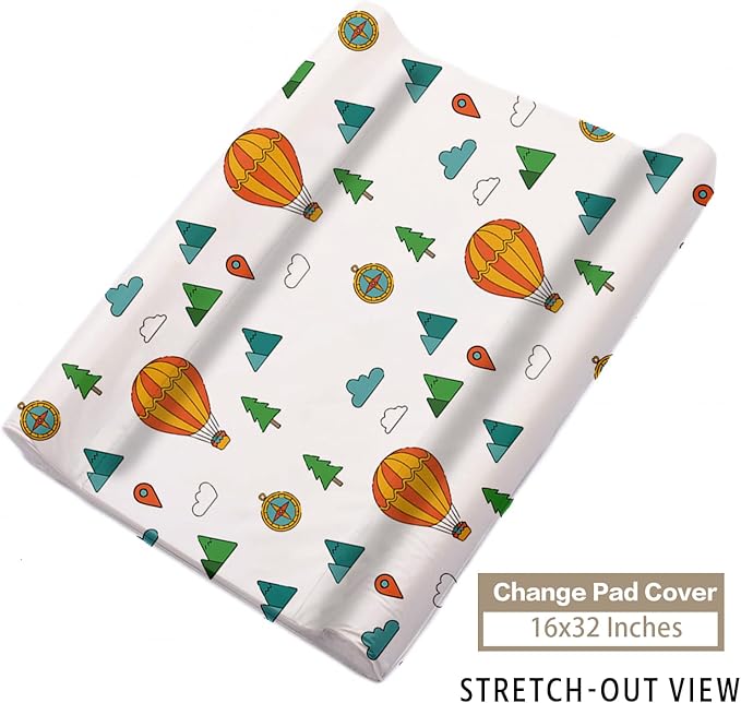 Personalized Baby Crib Bedding Set, Custom Name Hot Air Balloon Pattern Nursery Bedding Set 3 Pcs, Baby Blanket Fitted Crib Sheet Changing Pad Cover, Personalized Nursery Decor Gift for Newborns Boys