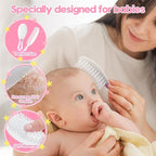 Baby Hair Brush and Comb Sets, New Born Baby Hair Brushes, Perfect Baby Registry Gift for Newborns(Pink)